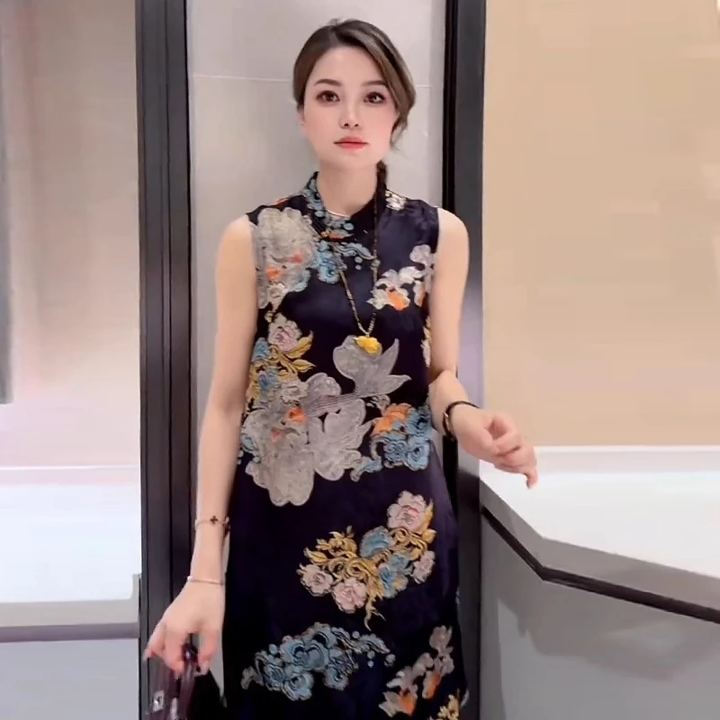 新中式国风提花衬衫女2025夏季新款洋气中长款复古盘扣衬衣上衣潮