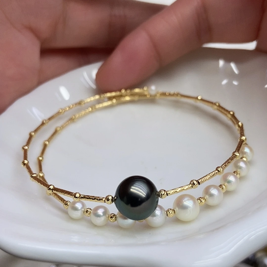 海水珍珠手镯18K金镶嵌