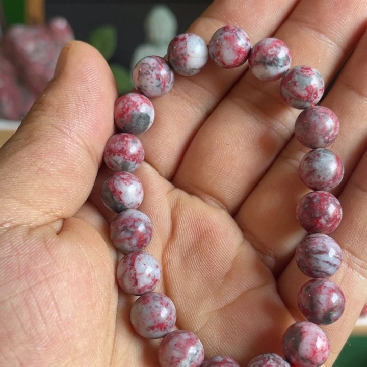 天然辰砂原石手串