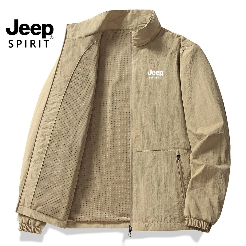 JEEPSPIRIT吉普立领夹克外套男款2025新款户外防风男士薄款上衣