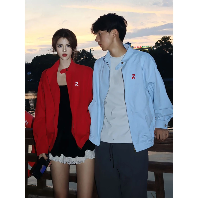 美式哈林顿刺绣夹克男秋季高级感潮流工装棒球服cleanfit情侣外套