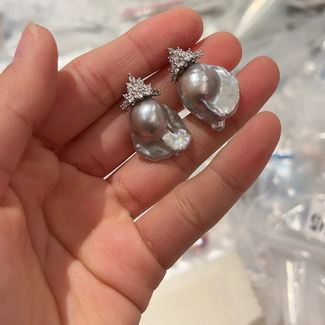 淡水珍珠耳饰合金