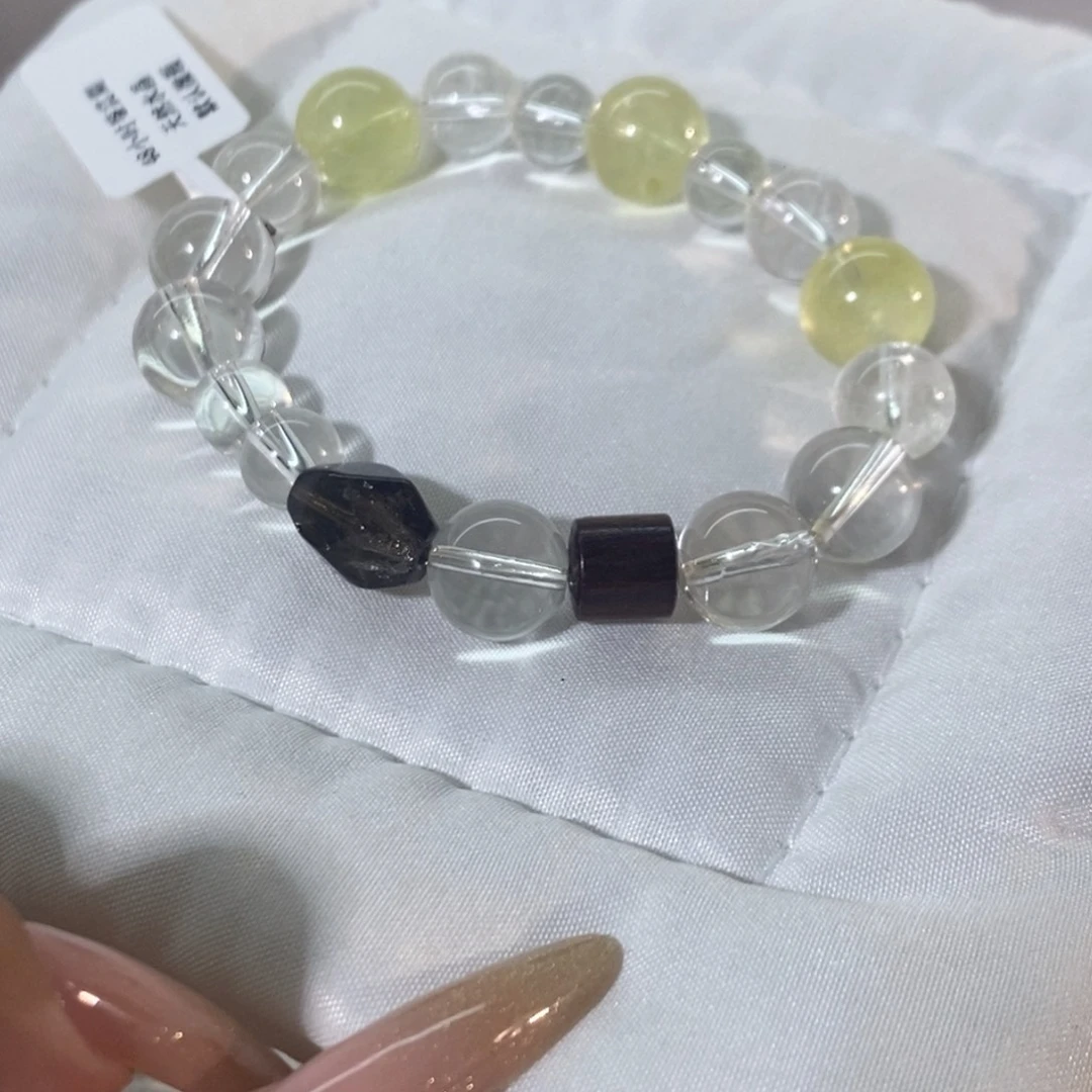 未镶嵌手串水晶黄桃伴木