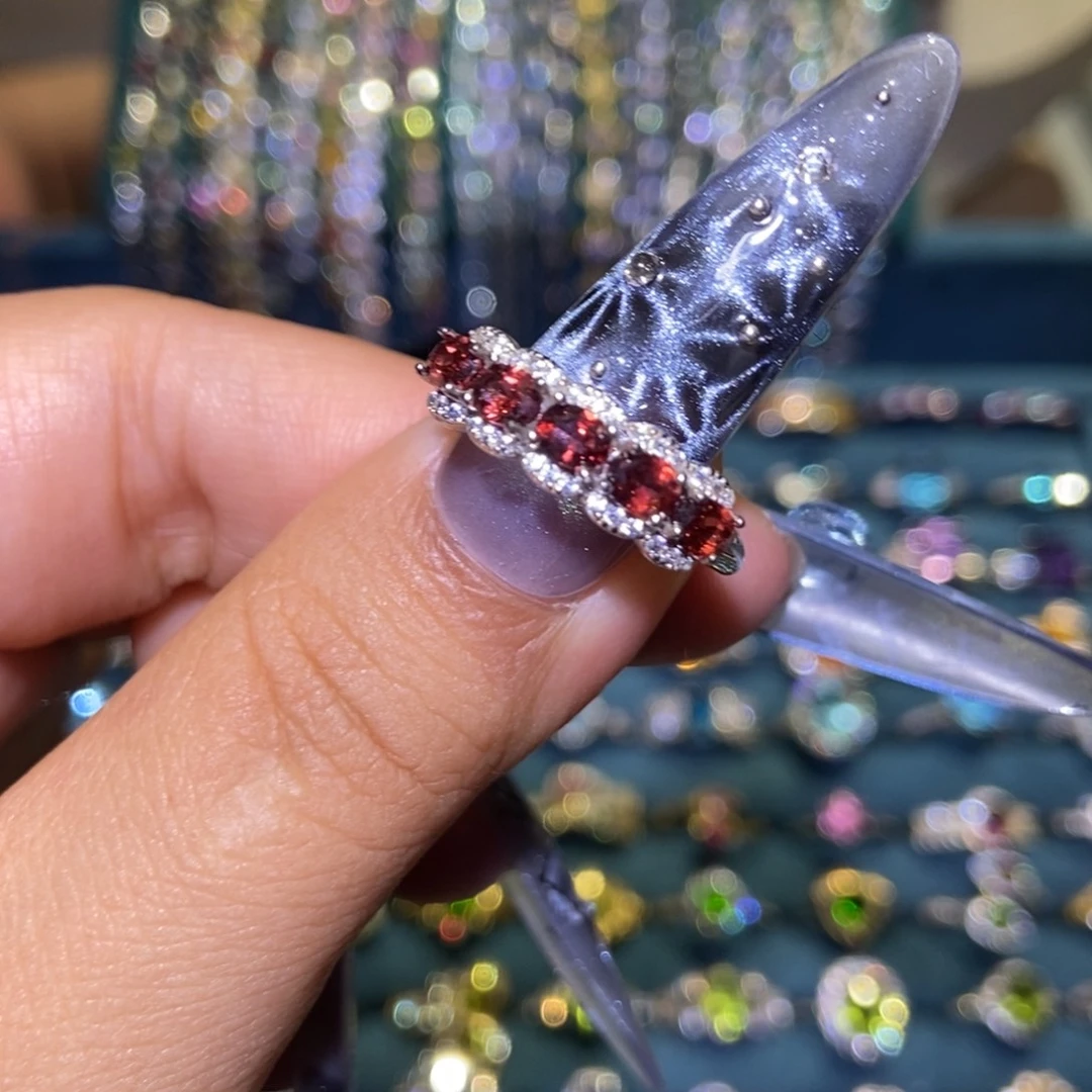 银S925镶嵌戒指石榴石