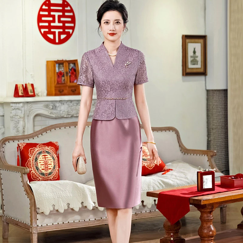 5922高端大气年轻妈妈喜服婚宴礼服新款高贵品牌洋气喜婆婆婚宴装