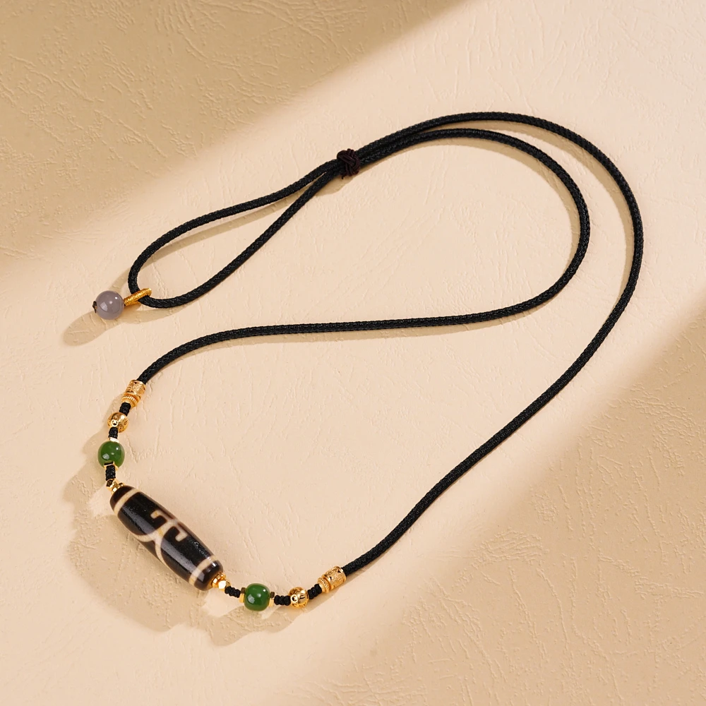 云丹拉姆丨MH牙黄贵人天珠锁骨链多样性发其一约11.3×37.5