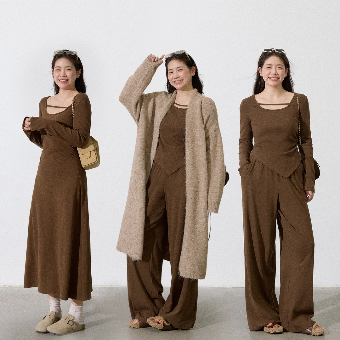 张大人【奶黄慕斯】大码女装微胖妹妹时髦套装毛呢大衣遮胯连衣裙