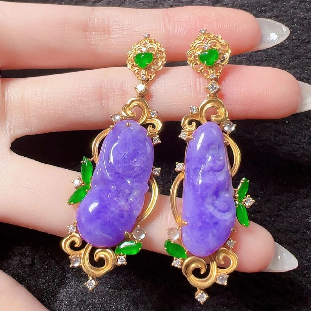 翡翠耳饰18K金镶嵌签收后24小时鉴赏期，过时不退