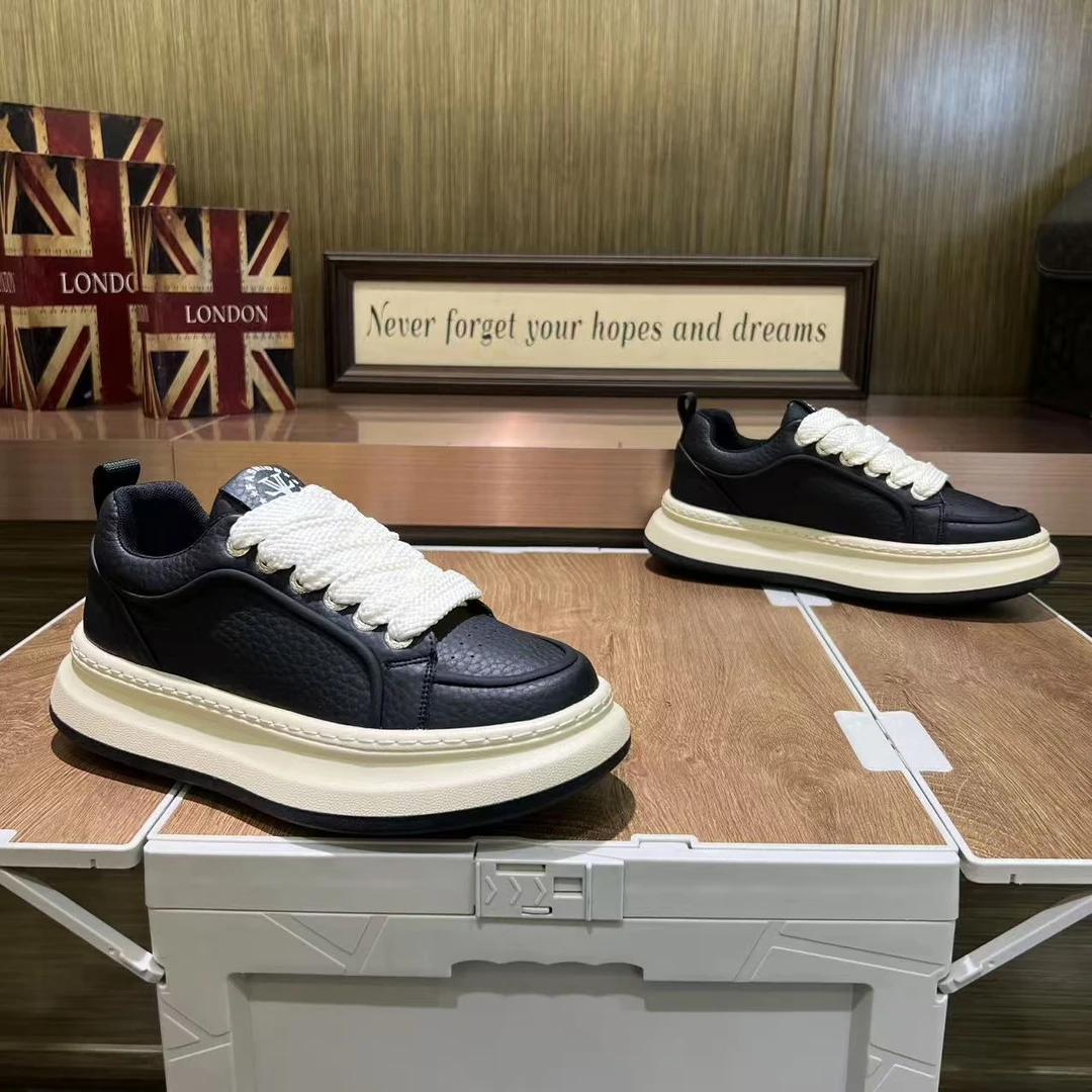 欧货舒适百搭男款运动休闲鞋2025秋季新款低帮厚底简约软底运动鞋