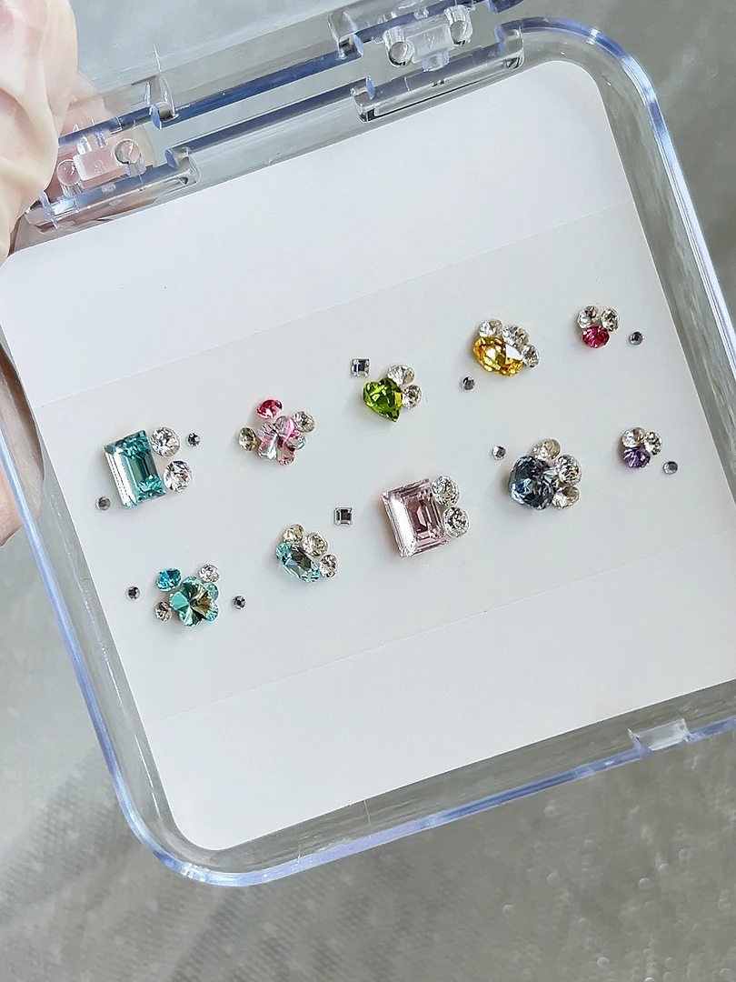 G036号美甲钻材料包套盒春夏多巴胺美甲套装组合锆石一整套