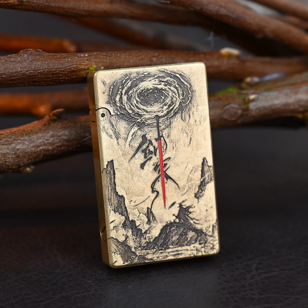 ZORRO佐罗799【剑来】超薄黄铜朗声浮雕镶嵌珐琅打火机可盘玩