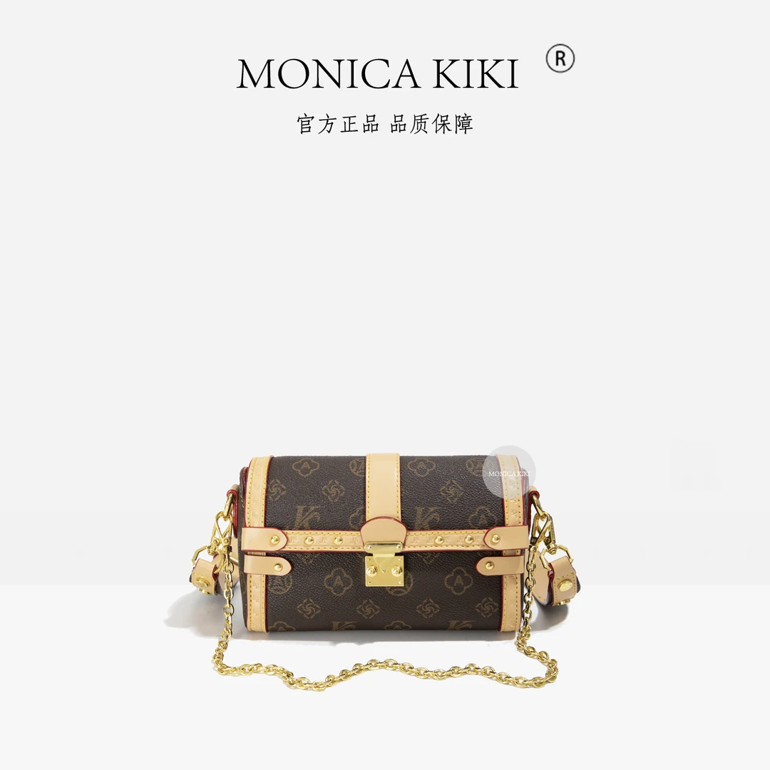 MONICA KIKI/莫妮卡奇奇轻奢风高级质感单肩斜跨复古链条包枕头包