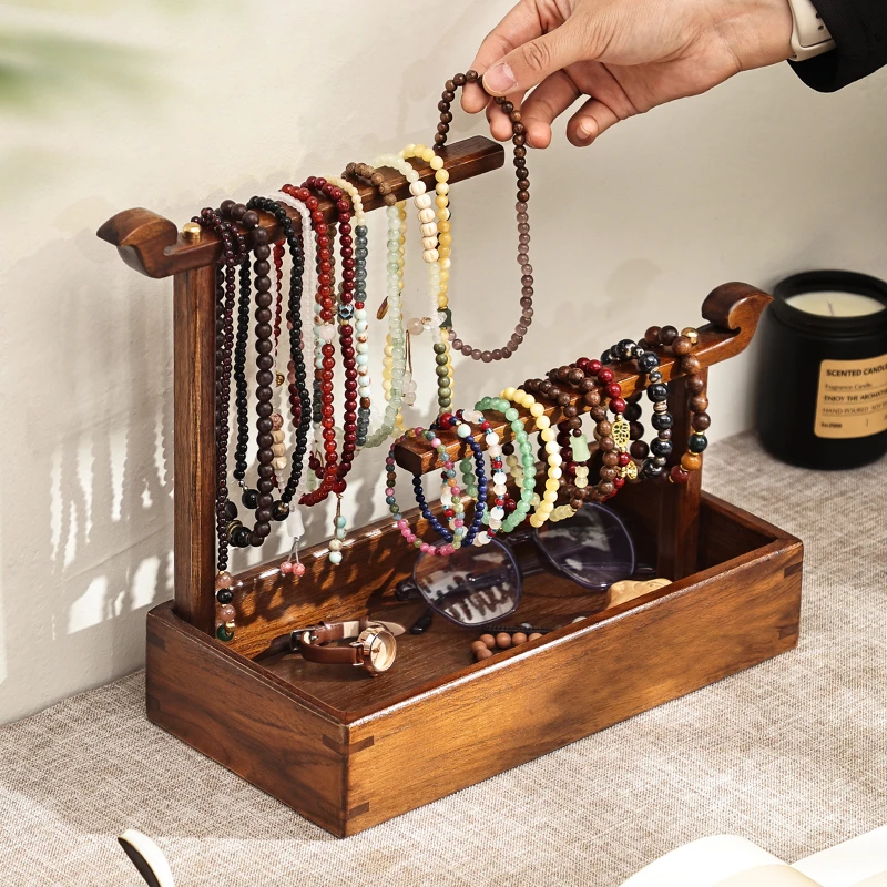 【高端实木】手串家用收纳首饰架挂手链佛珠文玩饰品架钥匙项链展示