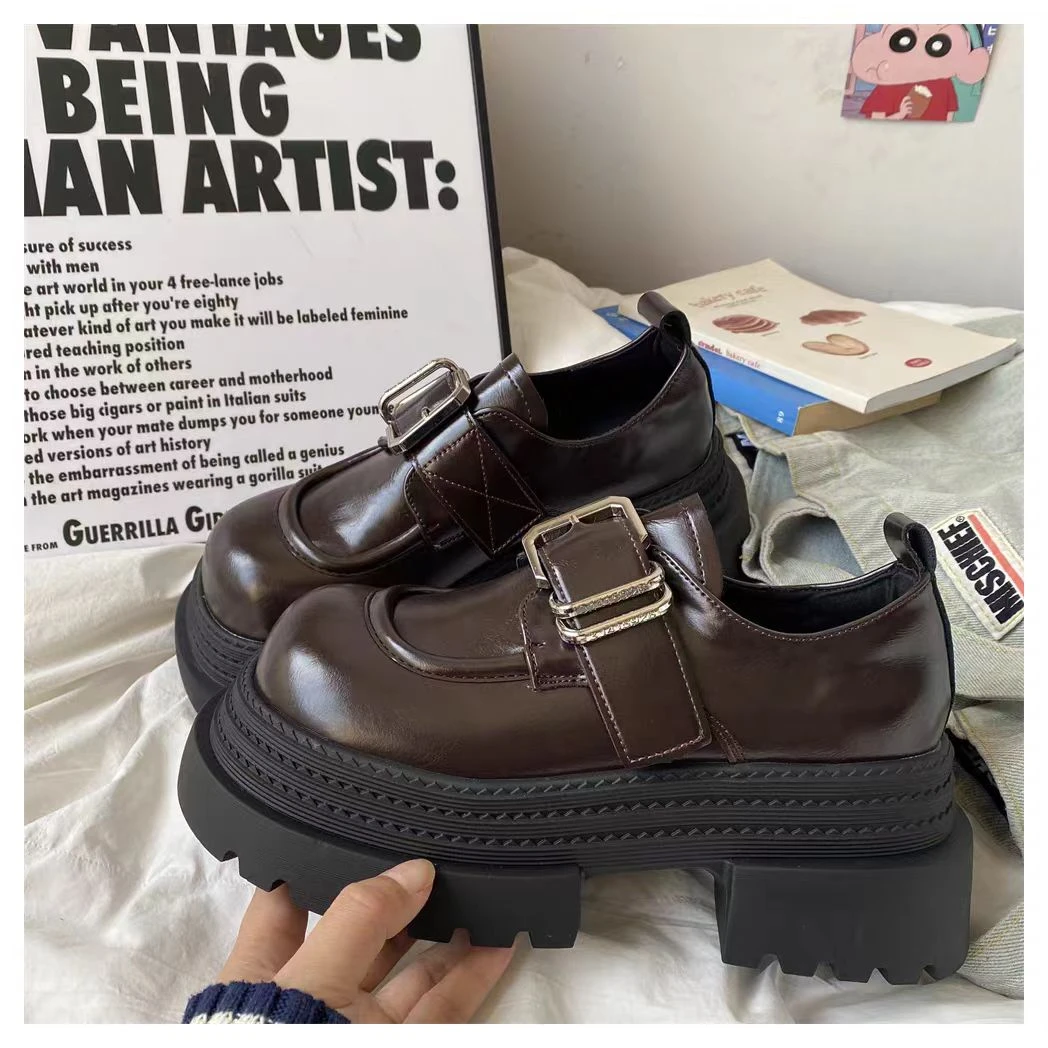 【新疆包邮】25年新款秋冬款厚底时尚百搭英伦风乐福鞋D808