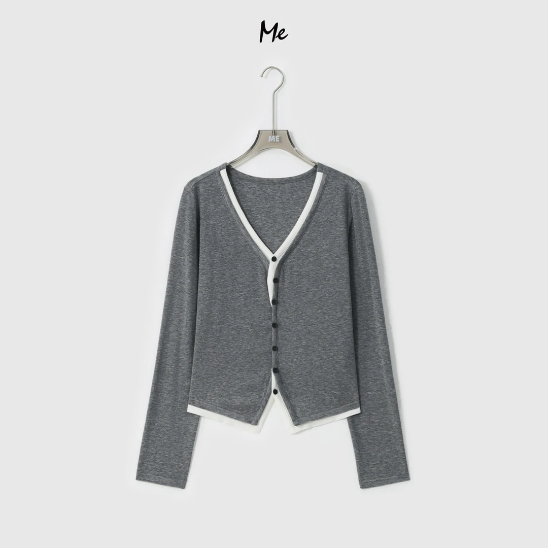 ME【修容针织衫】天丝绵羊毛混纺假两件显瘦百搭时尚上衣MESA1414