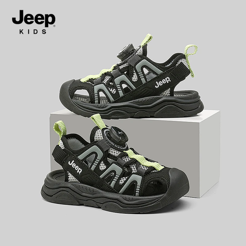 jeep夏季儿童运动凉鞋男童软底沙滩鞋户外防滑透气凉拖女童溯溪鞋