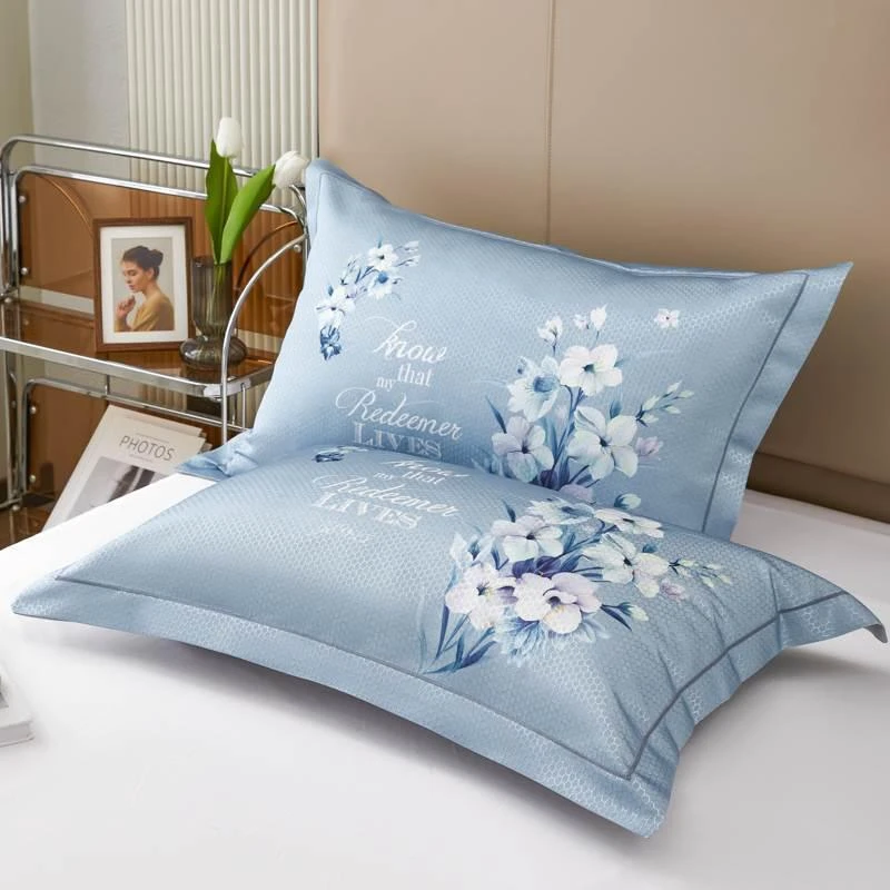 夏季冰丝枕套枕头套家用一对装整头枕头罩4874双人高档整套