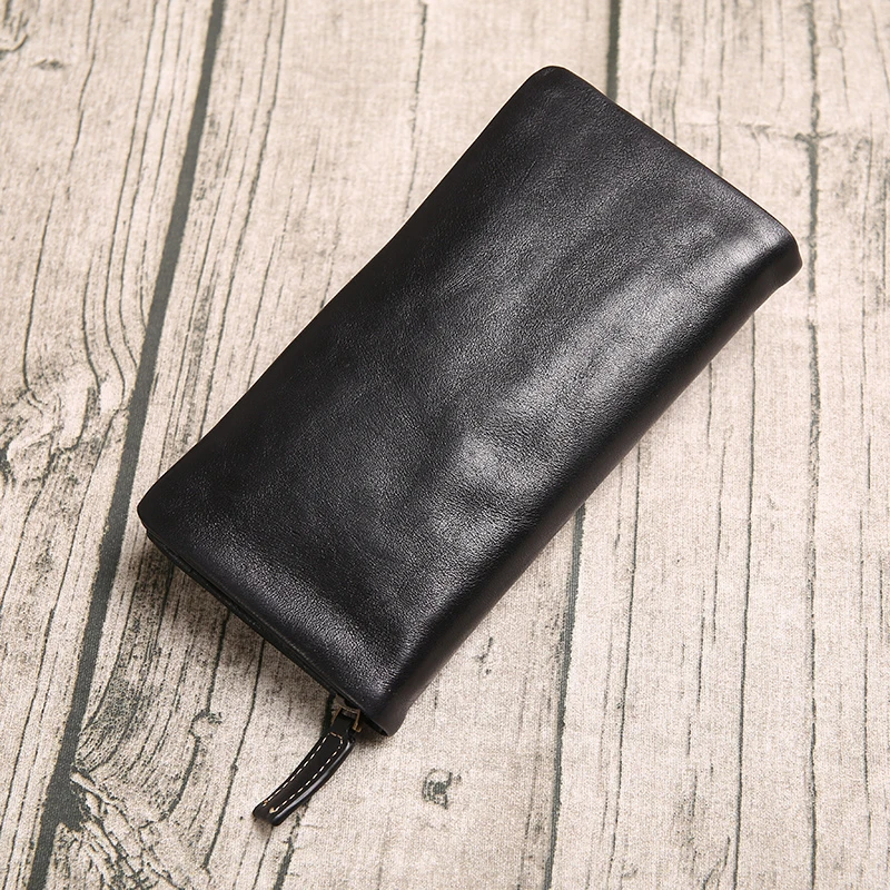 植鞣头层牛皮钱包男士时尚休闲真皮复古多功能简约长款钱包