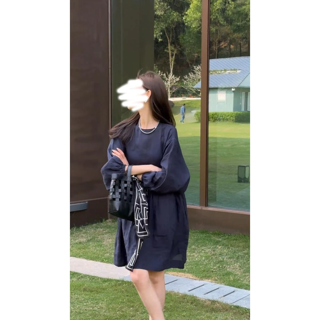 MARIE.COCO法式圆领衬衫连衣裙女夏季新款高级感气质简约宽松短裙