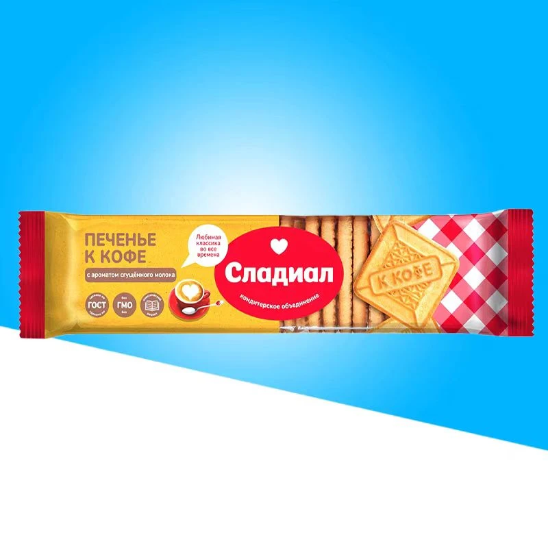 大咖俄罗斯进口俄巧莲牌咖啡味饼干酥香甜饼干零食早餐290g