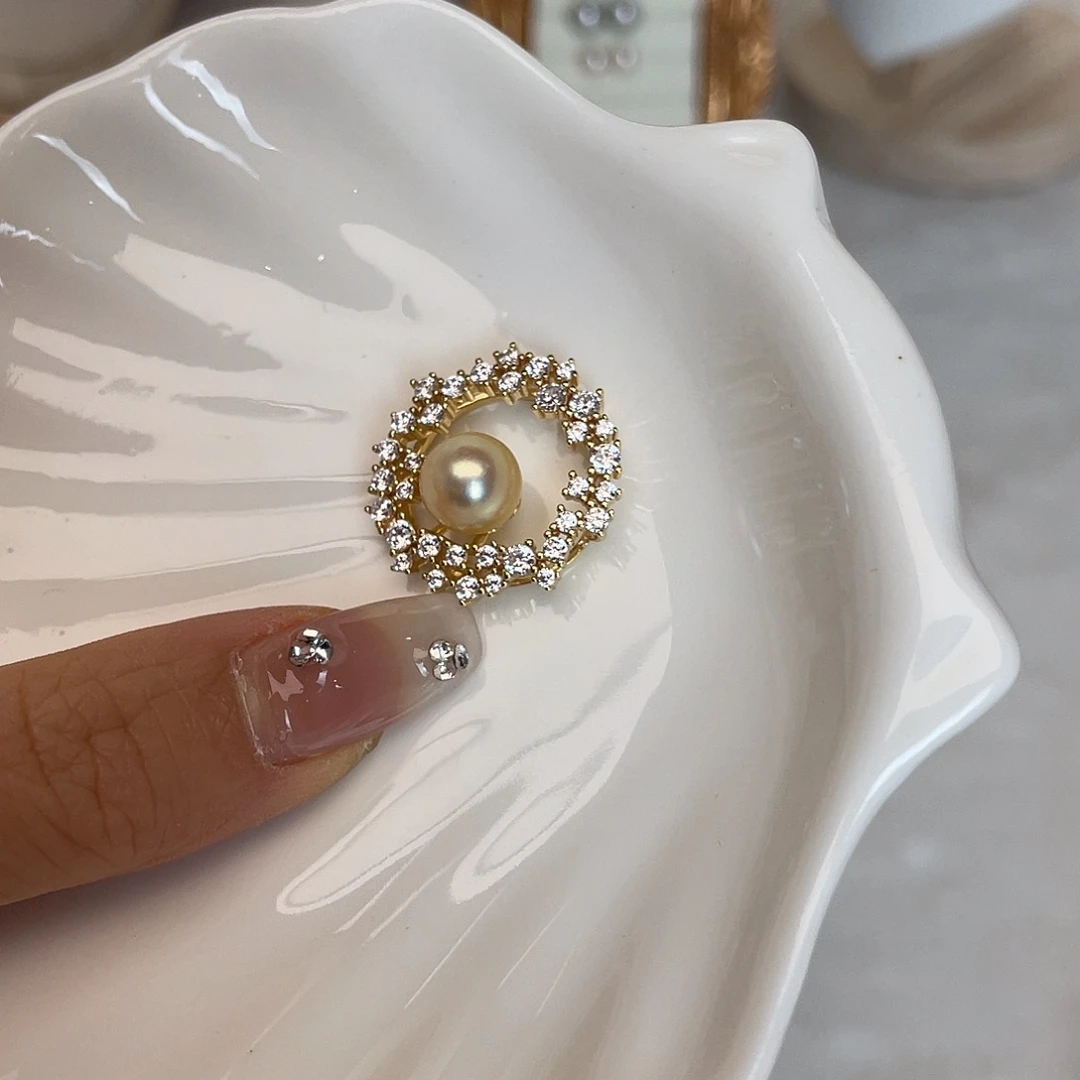 银S925镶嵌海水珍珠吊坠(不含链)