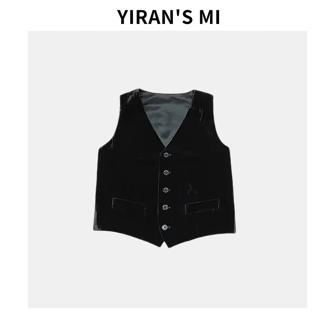 一然 西服马甲 桑蚕丝混纺丝绒叠穿西服马甲 YLM001166