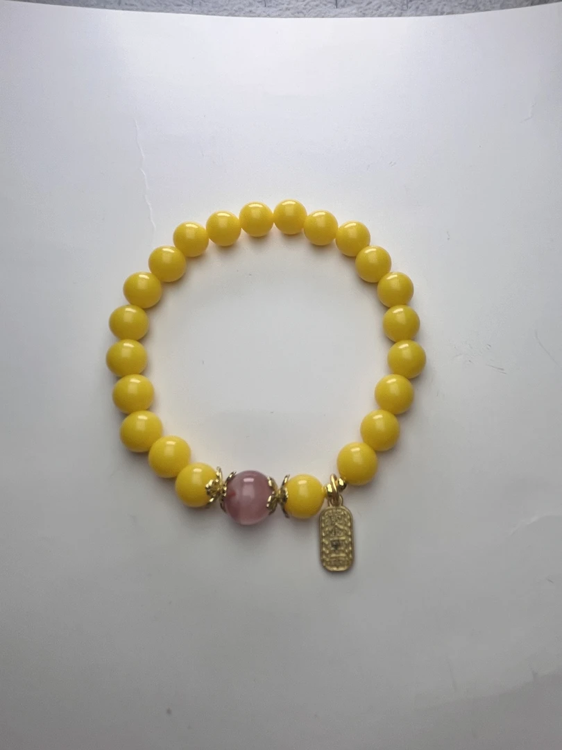 鸡油黄蜜蜡南红手串（H159）时尚百搭精美蜜蜡蜜蜡真品女款气质轻奢