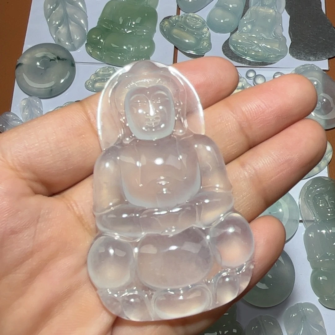 翡翠未镶嵌颈饰高冰大件观音