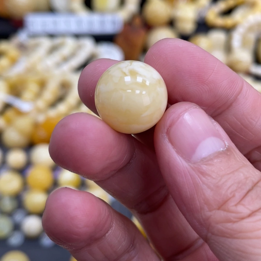 琥珀珠宝奇石未镶嵌16.1mm白花