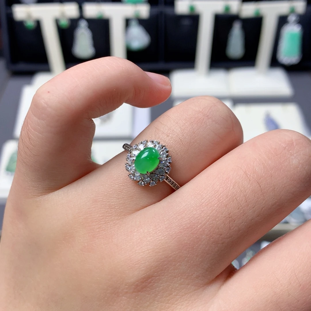 翡翠银S925镶嵌挂件