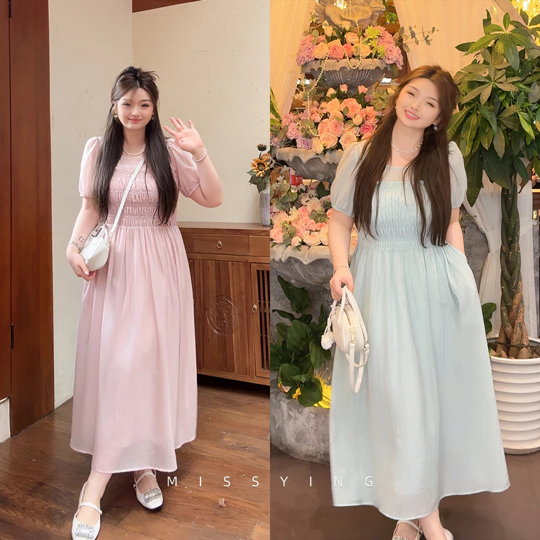 应小姐【塞林女孩】微胖大码夏季显瘦洋气时尚气质宽松设计感连衣裙