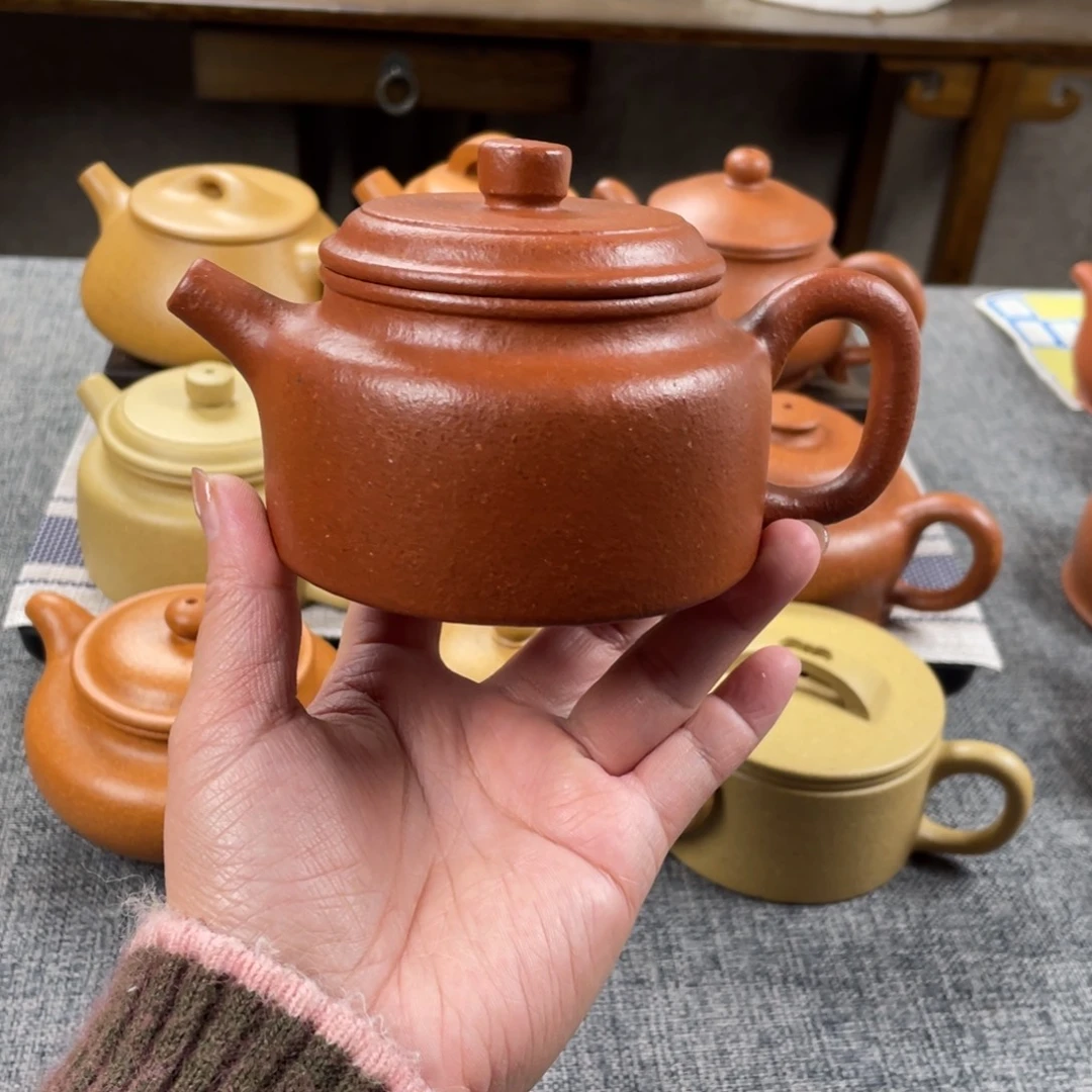 茶壶紫砂红降坡德钟全手纯红20目200手工泥