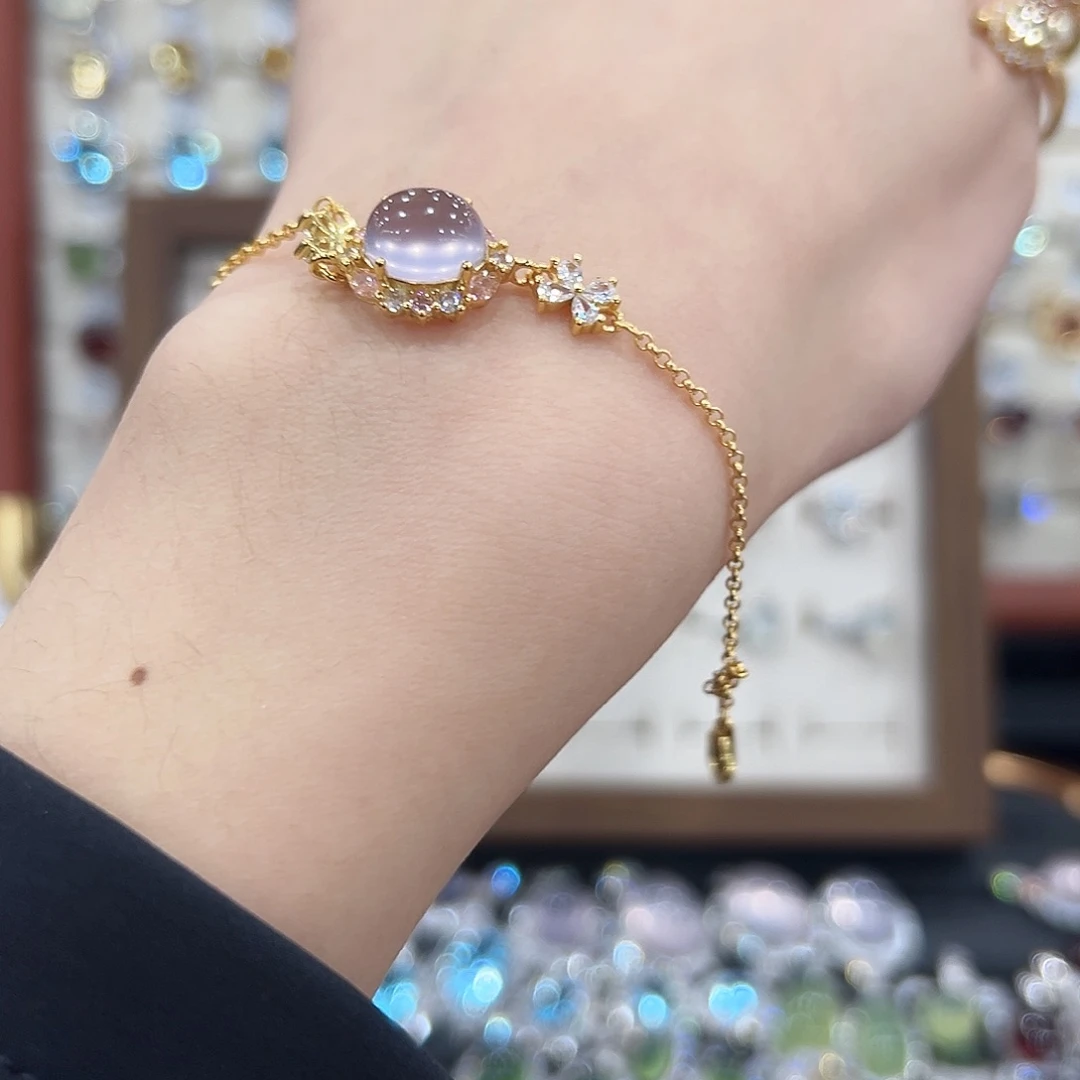 冰***萤石银S925镀金镶嵌手链