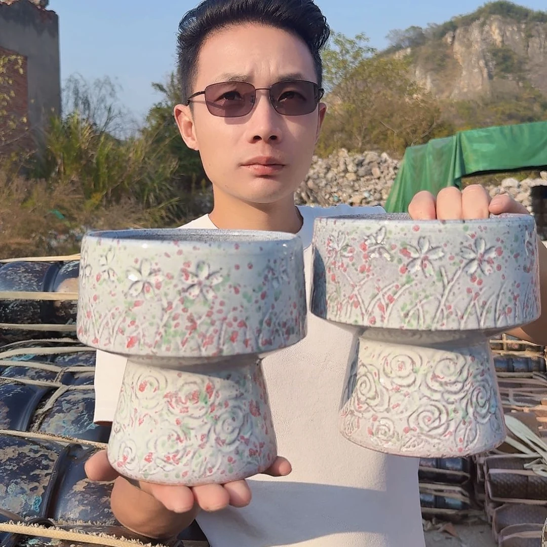 紫砂花盆口16高17（两个火锅彩色