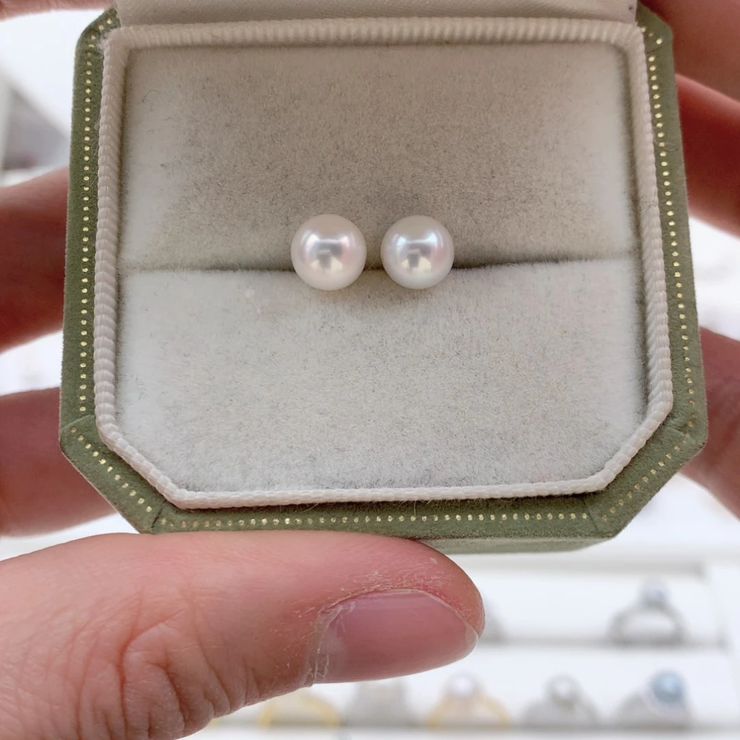 淡水珍珠7-8mm无核素钉银S925镶嵌