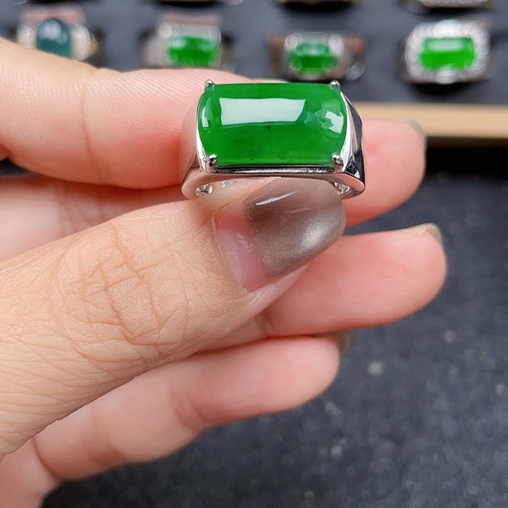银S925镶嵌戒指翡翠编号3374没运费险