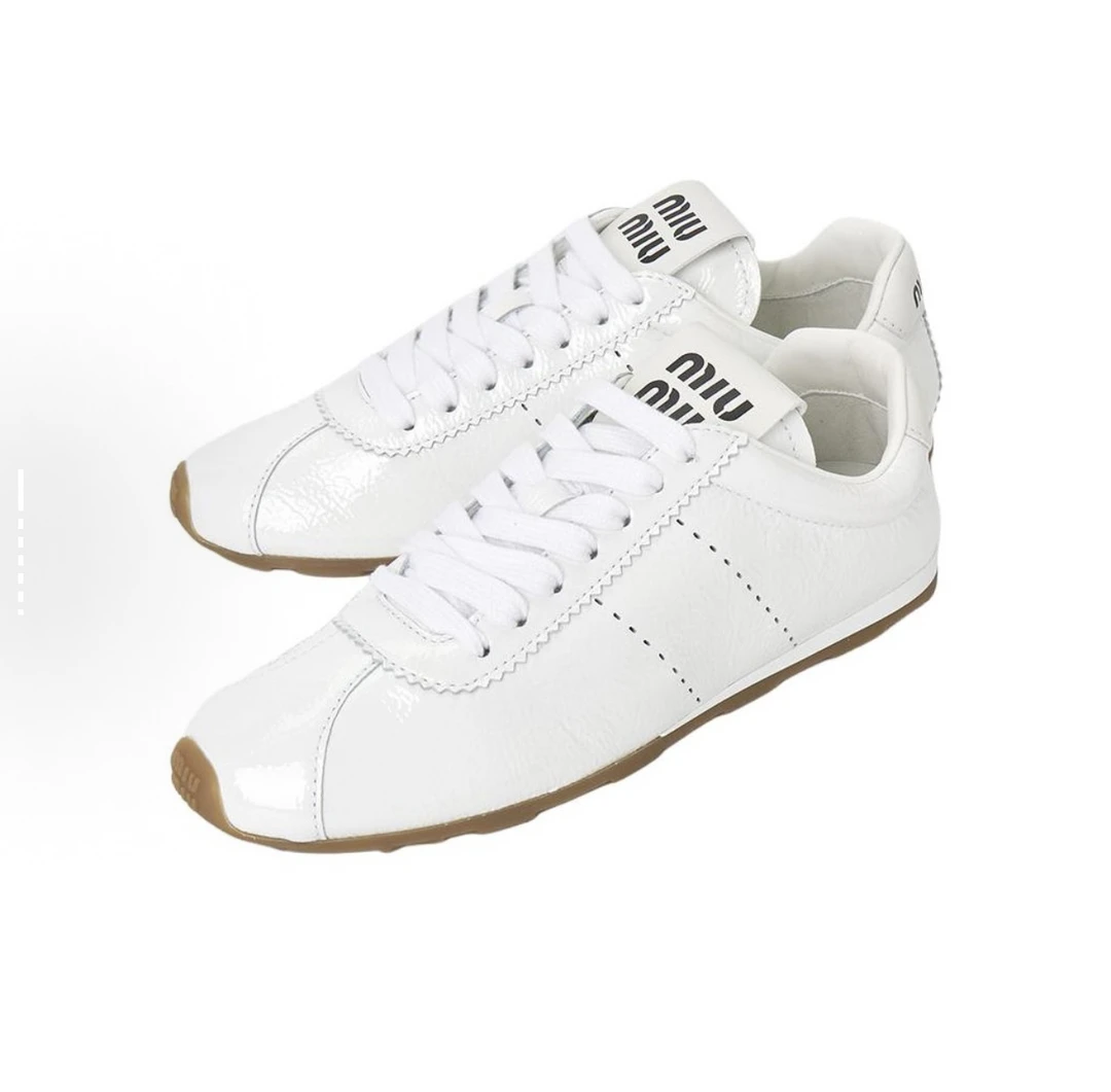 未使用 MIU MIU/缪缪 经典字母logo复古皮面系带德训鞋