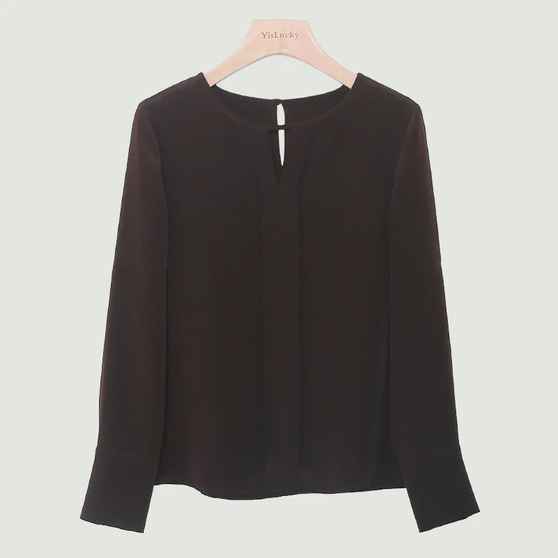 桑蚕丝无弹重绉女士春秋经典通勤衬衫SG9380