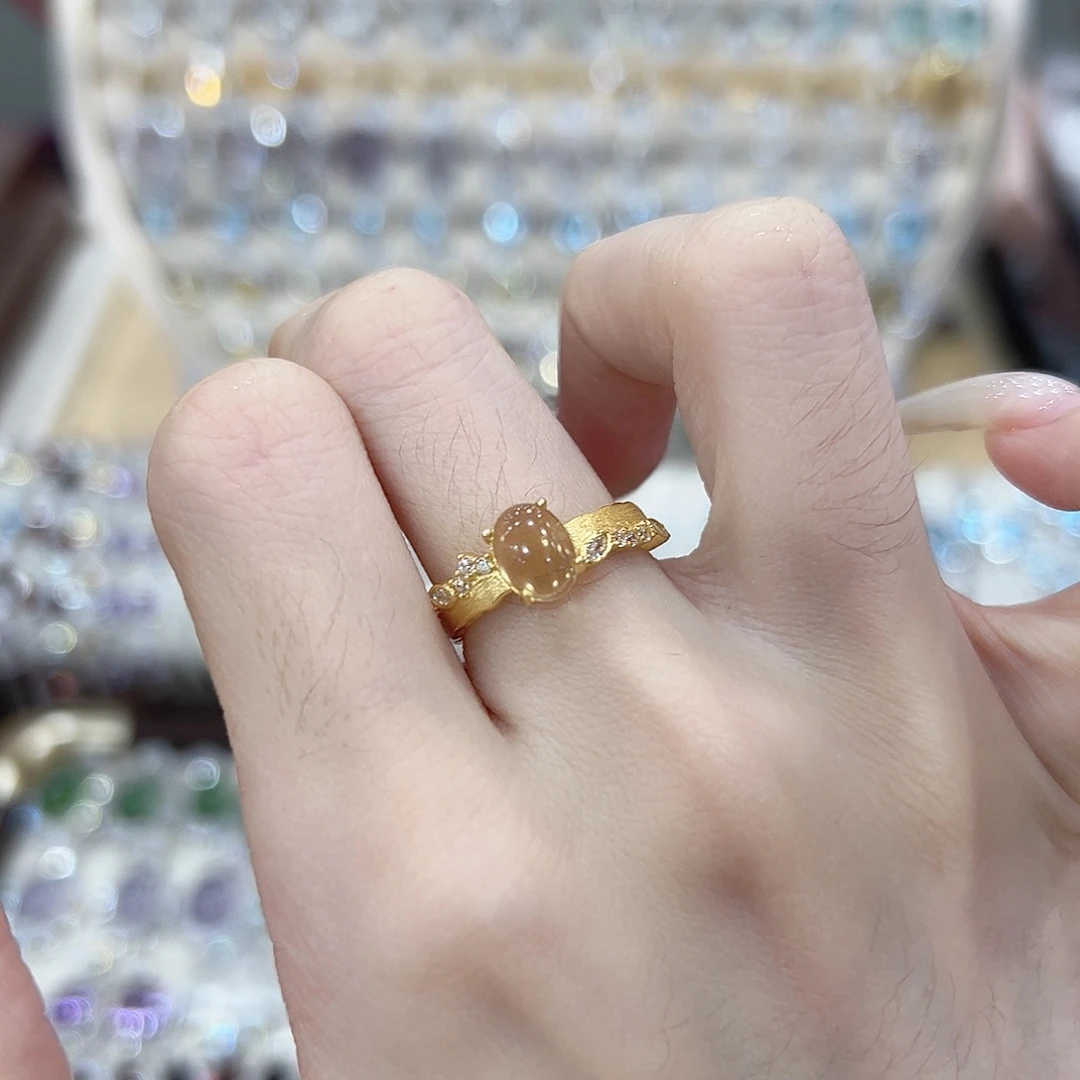 是***呀戒指银S925镶嵌黄晶