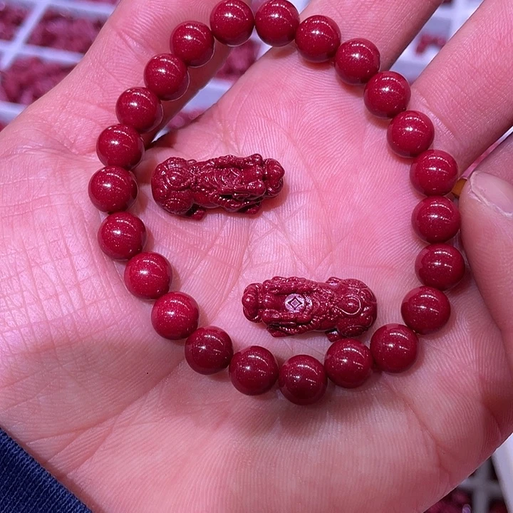 天然辰砂紫金砂8毫米20颗加貔貅2送一颗