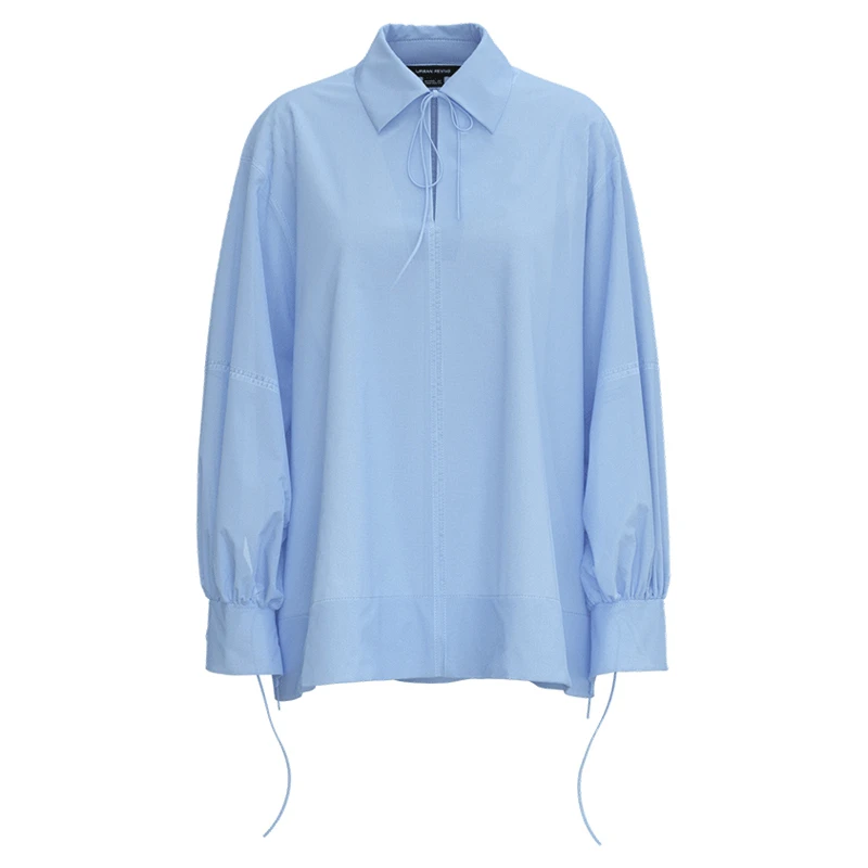 UR2025秋季新款女装摩登气质通勤宽松系带罩衫衬衫UWH250045