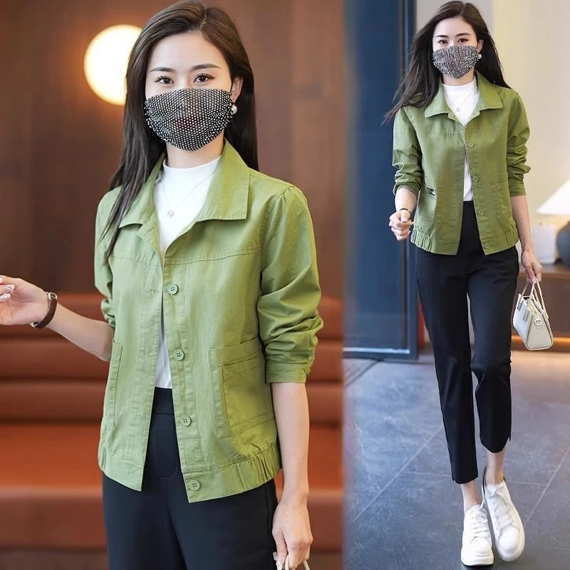 2025春秋新款韩版休闲薄款外套女洗水棉宽松显瘦百搭小个子上衣服