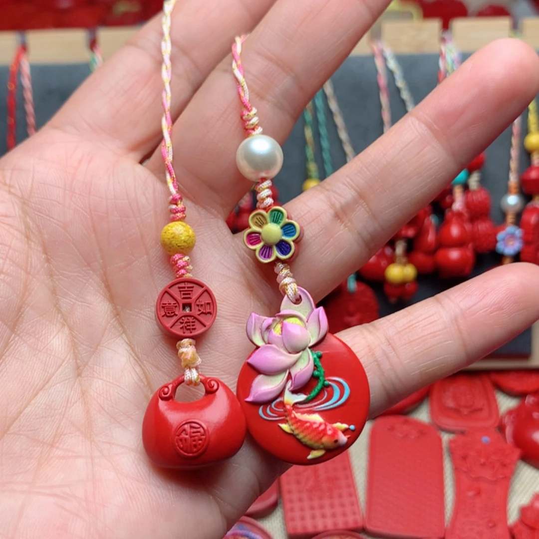 天然辰砂工艺品朱砂手机坠