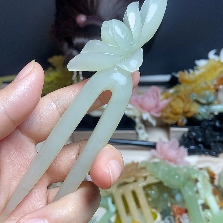 凝***望岫玉未镶嵌发簪发簪