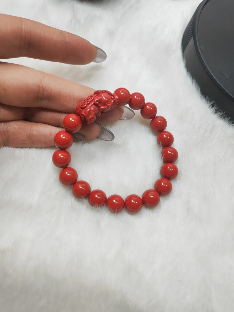 天然辰砂正品朱砂真品手串纯天然原矿高含量紫金砂貔貅手串男女