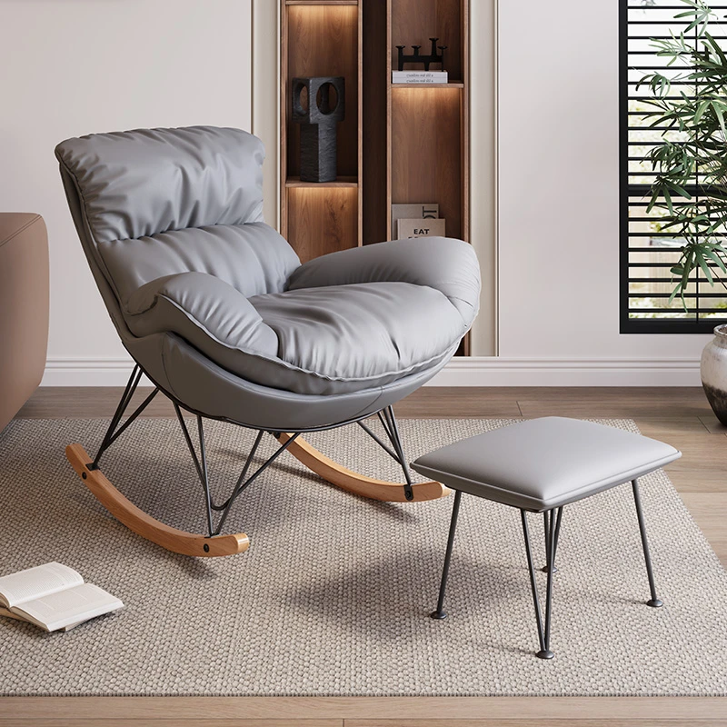 阳台摇椅家用客厅摇摇椅轻奢简约北欧极简意式午睡椅单人椅龙虾椅