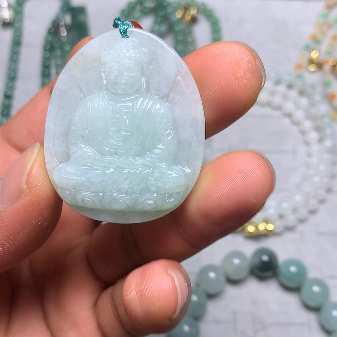 定制翡翠未镶嵌如来牌子