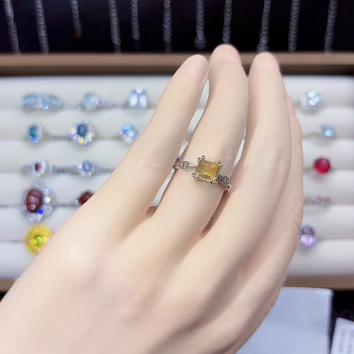 黄晶银S925镶嵌戒指