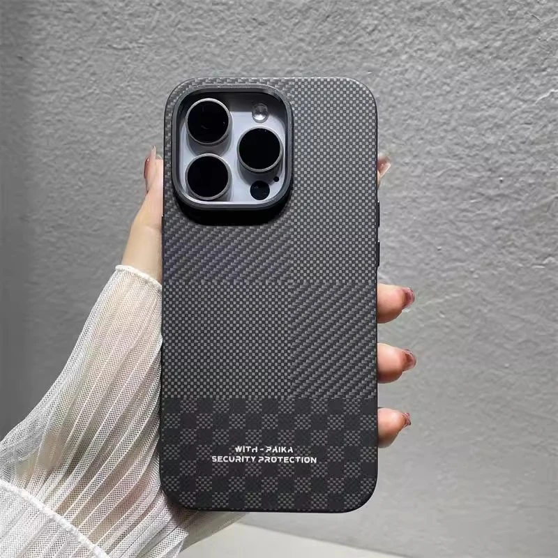 磁吸无线充电适用苹果16ProMax手机壳iPhone14Pro碳纤维纹凯夫拉