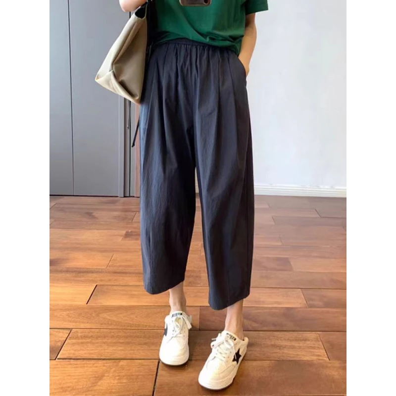 萝卜裤九分小个子阔腿裤子夏季休闲女薄款宽松哈伦裤九分裤春夏